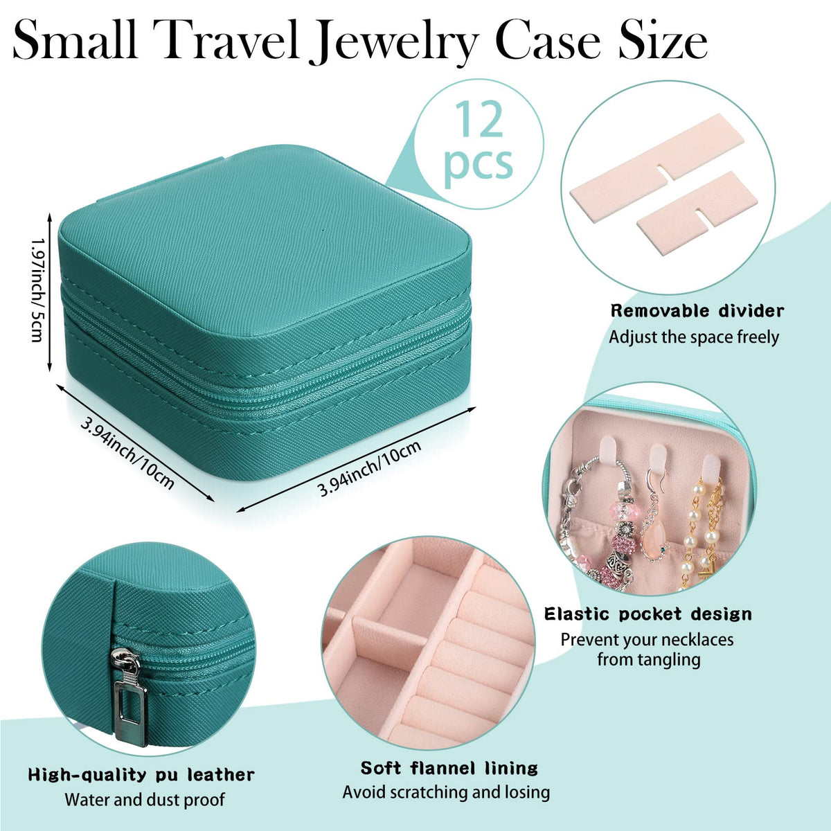 12 Pcs Small Jewelry Box Mini Travel Jewelry Case Bridesmaid Gift Pu Leather Jewelry Travel Organizer Small Jewelry Box Mini Storage Organizer Storage Box for Women Girls Bridesmaid Proposal Gift