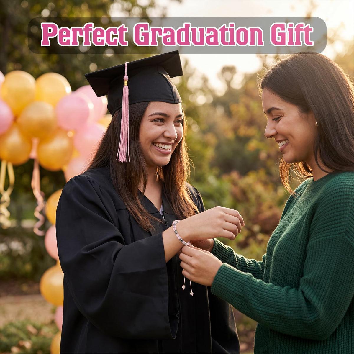 Vesici 8 Pcs Class of 2026 Graduation Gift Box Set for Women Her Grad Cap Box Glass Cup Makeup Bag Bracelet Pen Keychain College High School Graduation Gift for Daughter Sister Friend(Pink)