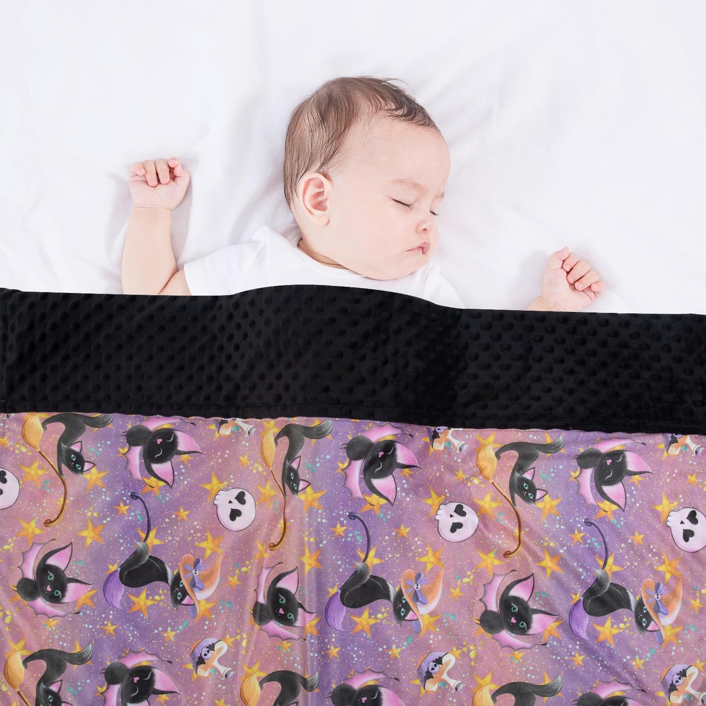 Donsonny Baby Blanket for Boys Girls Soft Minky with Double Layer Dotted Backing, Halloween Printed 30 x 40 Inch Receiving Blanket (Halloween bat)
