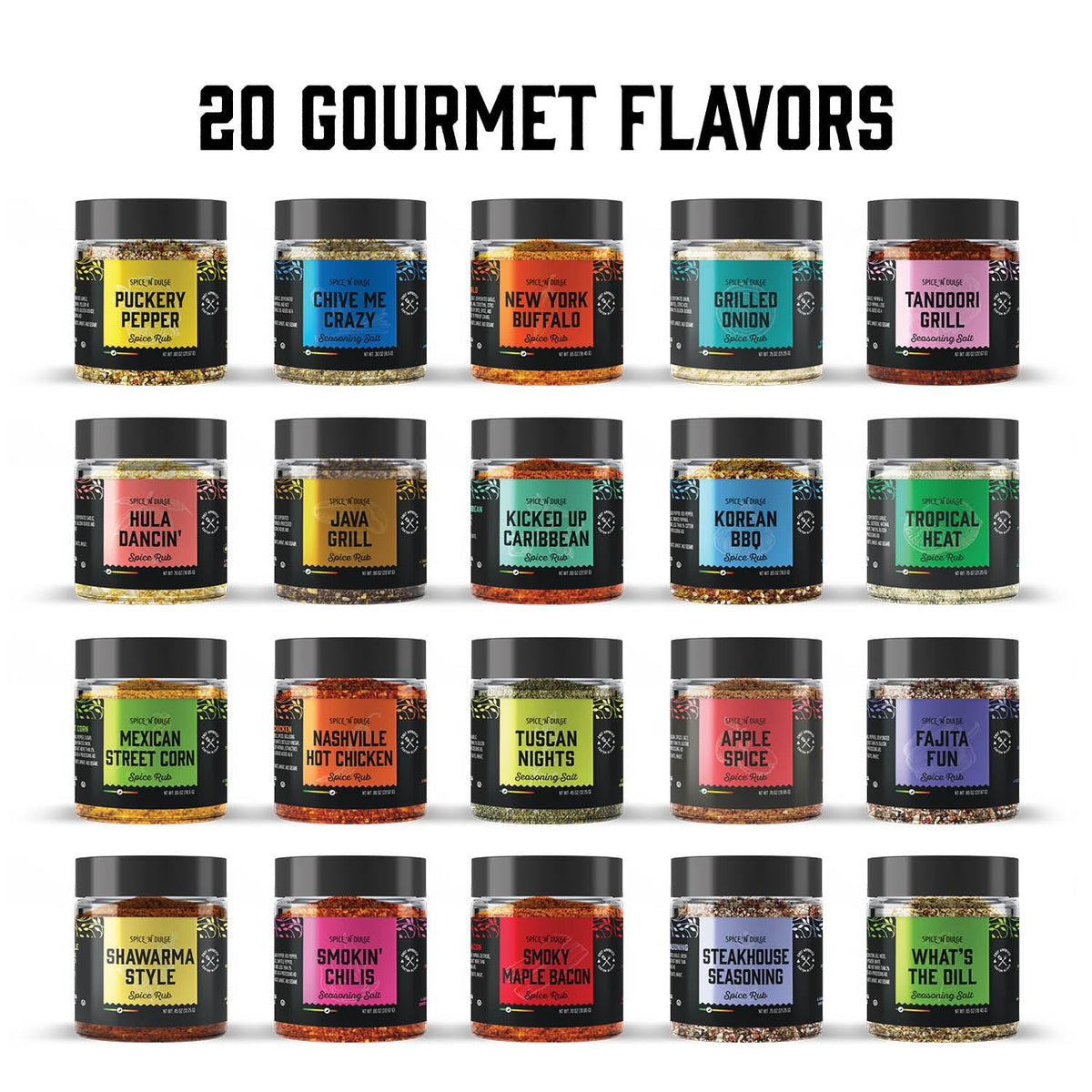 Grilling Spice Set Grill Seasoning Gifts, 20 Unique Spices and Seasonings Jars Gift Set, BBQ Gifts For Men, Dad, Husband, Father, Flavors Like Chili, Cajun, Garlic, Steak, Rub, Herbs, Blend and More
