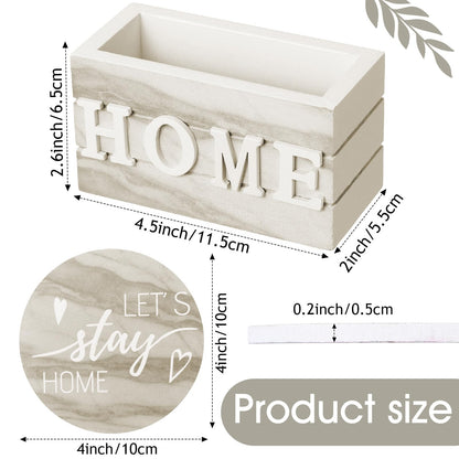 Queekay Coasters Set of 6 House Warming Gifts New Home Wooden Farmhouse Drink Coasters with Holder 4'' Funny Decoration for Kitchen Family Coffee Bar Tabletop Protection(Brown Marble)