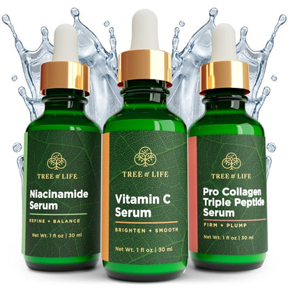 Tree of Life Beauty Facial Skin Care Set, Brightening, Firming, Hydrating, Dry Face, Dermatologist Tested - Trio Power Kit, Vitamin C, Retinol and Hyaluronic Acid, 3 count of 1 Fl Oz