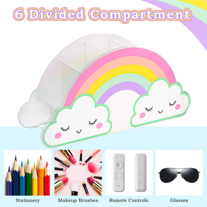 MeCids Pencil Holder for Desk, Acrylic Pen Holder Rainbow Supply Caddy for Home Classroom Homeschool Office Desktop Storage Art Stationery Supplies Organizer Back to School, Birthday Gifts for Kids