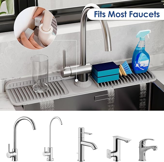 24 Inch Silicone Faucet Mat for Kitchen Sink Splash Guard