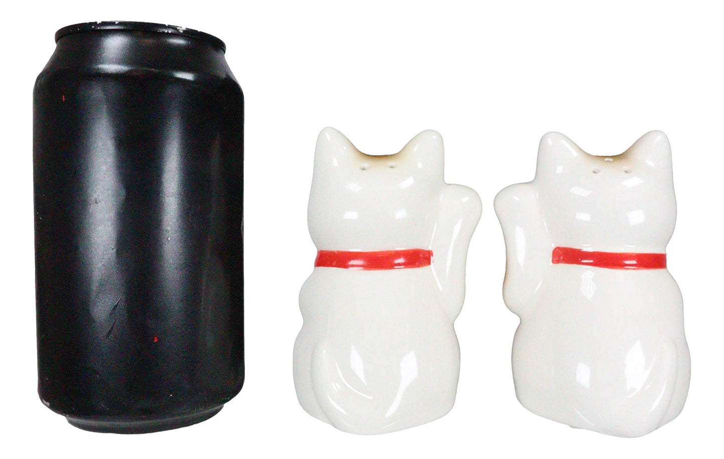 Ebros Gift Ceramic Japanese Auspicious Maneki Neko Lucky Cats Salt And Pepper Shakers Magnetic Feline Cat Kittens Figurine Set 3.5"Tall Kitchen Counter And Dining Table Decorative Accent