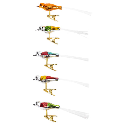 Kurt Adler Early Years Glass Clip-On Bird, 4.5-Inch, Set of 5