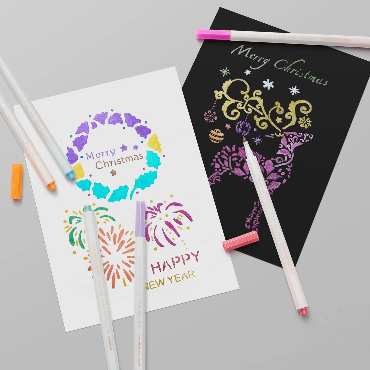 YUANCHENG Metallic Marker Pens, Set of 12 Colors Fine Point Metallic Marker Pens for Black Paper, Rock Painting, Easter Egg, Halloween Pumpkin, Card Making, Ceramics, DIY Photo Album