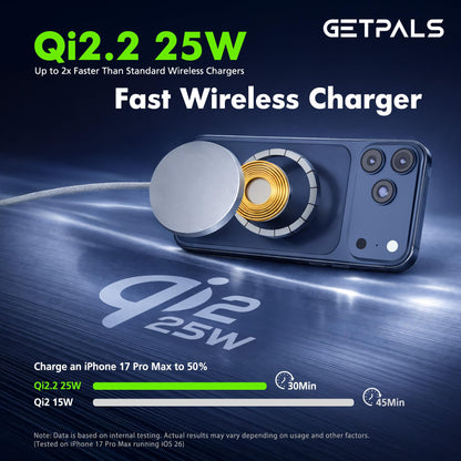 25W Qi2.2 Magnetic Wireless Charger: Qi Flat Charging Pad for iPhone 17 16 15 14 13 12 Pro Max, Samsung Galaxy S26 S25, Google Pixel, AirPods-Slim Portable for Travel, Office, Bedside (White, 2-Pack)