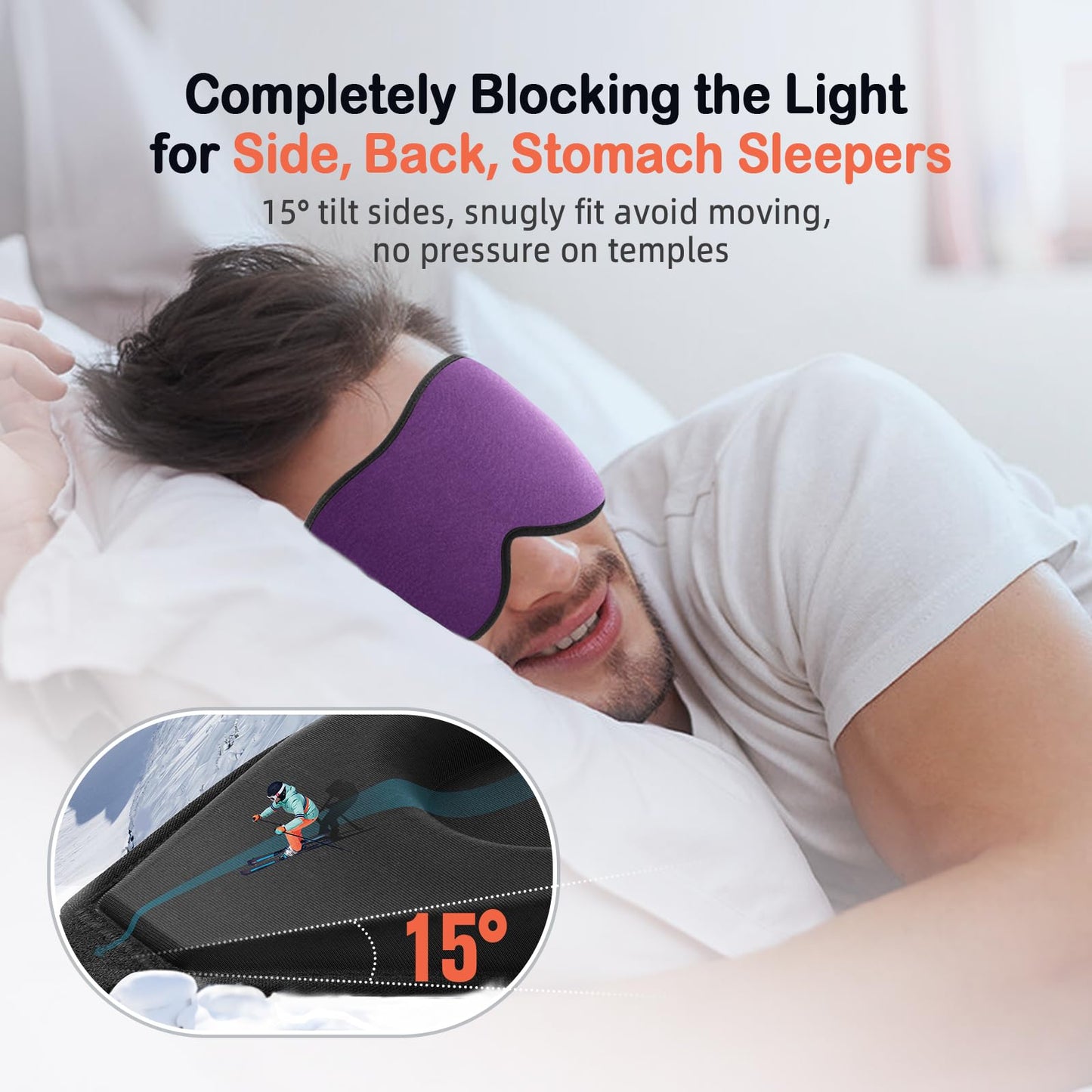 LitBear Sleep Mask for Side Sleeper Women Men, Eye Mask for Sleeping Light Blocking, 3D Contoured Cup Sleeping Mask, Soft Breathable Sleep Eye Mask with Adjustable Elastic Strap for Travel