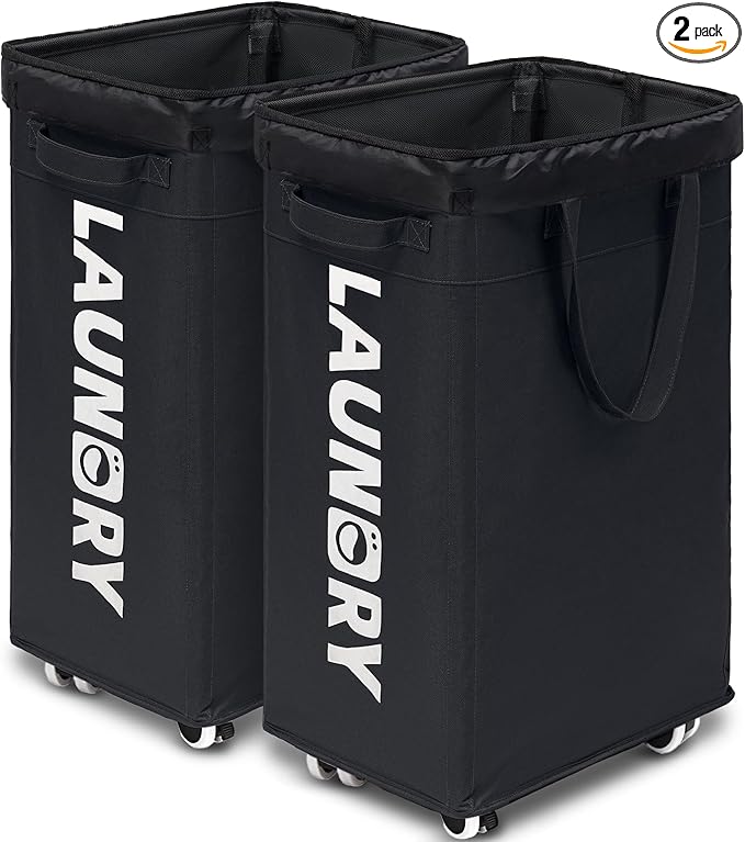 Goodpick Laundry Basket with Wheels, Collapsible Laundry Basket