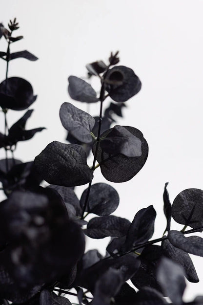 Halloween Artificial Flower, Black Eucalyptus Stems Leaves Branches Fake Flower Arrangement Farmhouse Decor (Black) 6Pcs