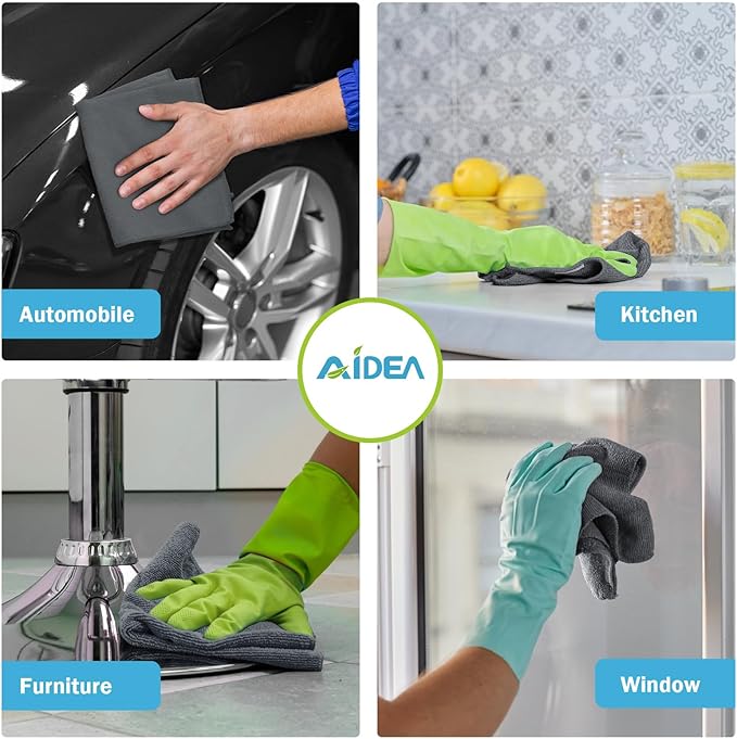 AIDEA Microfiber Cleaning Cloth Grey 24PK, Microfiber Towels