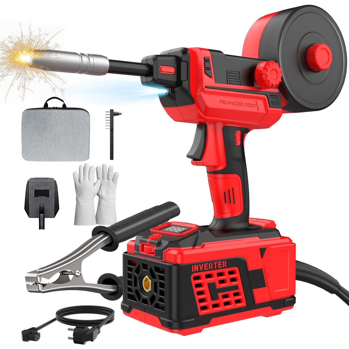 AUHOBJEQ 120A Handheld MIG Welder 110V, 2026 Upgraded Flux Core Wire Feed Welding Machine – Portable Gasless Inverter with 360° Swivel MIG Torch & Welding Mask for DIY Auto Repair Home Use
