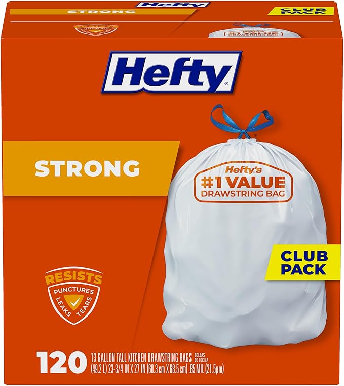 Hefty Strong White 13 Gallon Trash Bags