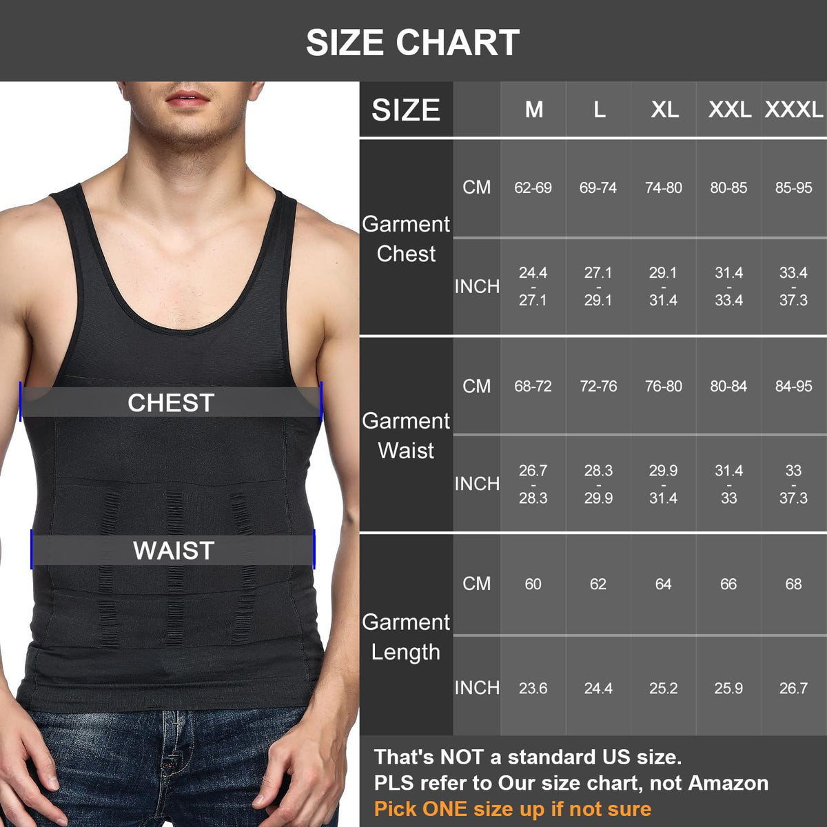 Odoland 5 Pack Men's Compression Shirt Short Sleeve Vest Set, Body Shaper Tummy Slimming Shapewear Tank Top Base Layer for Sport,1 Black/White/Grey Tank Top and 1 Black/White Short Sleeve,L