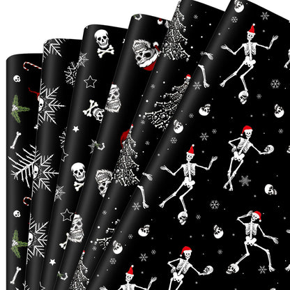 Watersay 12 Pcs Gothic Christmas Wrapping Paper Skeleton Skull Christmas Wrapping Paper Gift Wrap Skull Snowflake Wrap Decoration for Xmas Gift Arts Crafts
