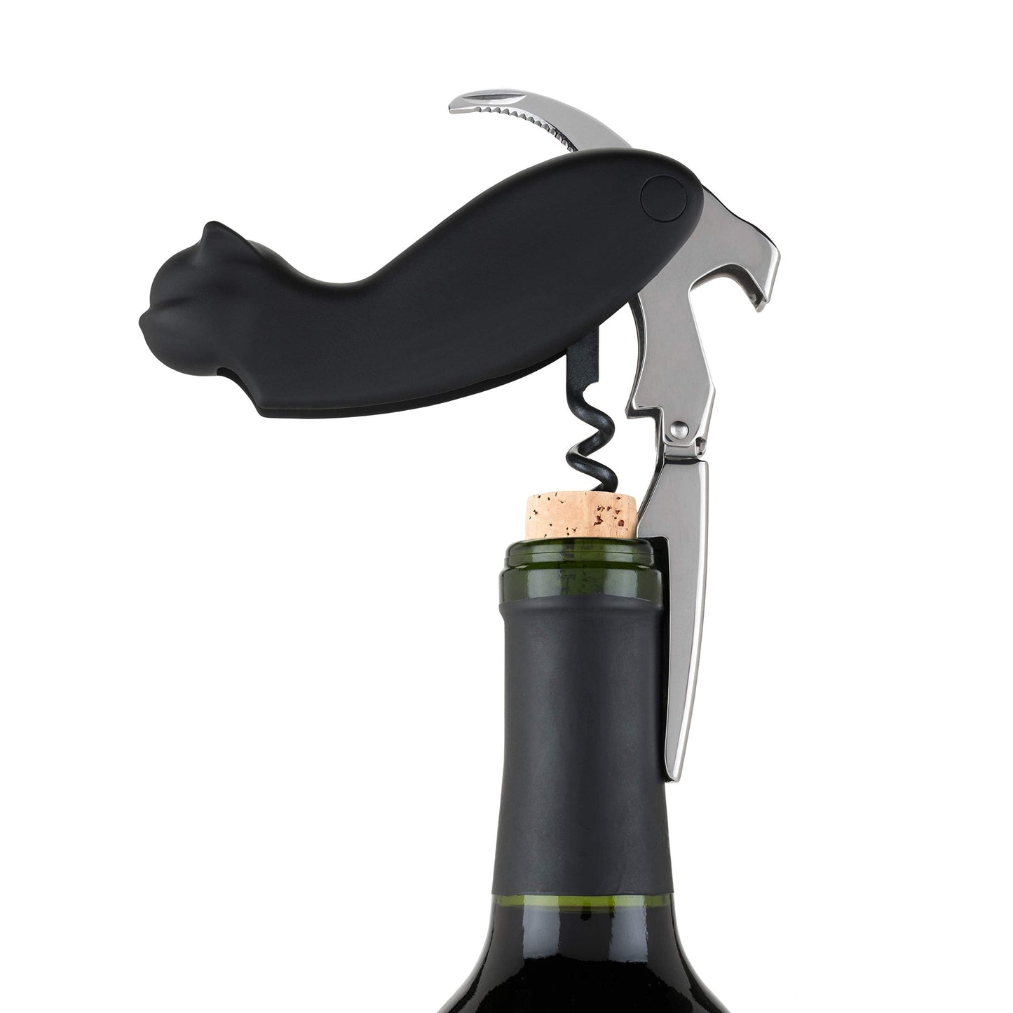 TrueZoo Allie Cat Double Hinged Corkscrew, Novelty Wine Key, Waiter’s Corkscrew Bottle Opener