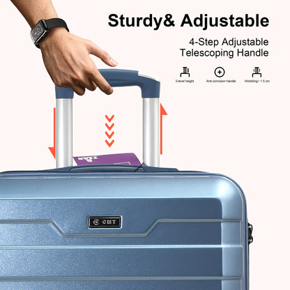RMW Suitcase Large Medium Cabin Size | Hard Shell | Lightweight | 4 Dual Spinner Wheels | Trolley Luggage Suitcase | Hold Check in Luggage | TSA Combination Lock (Ice Blue, Medium 24")