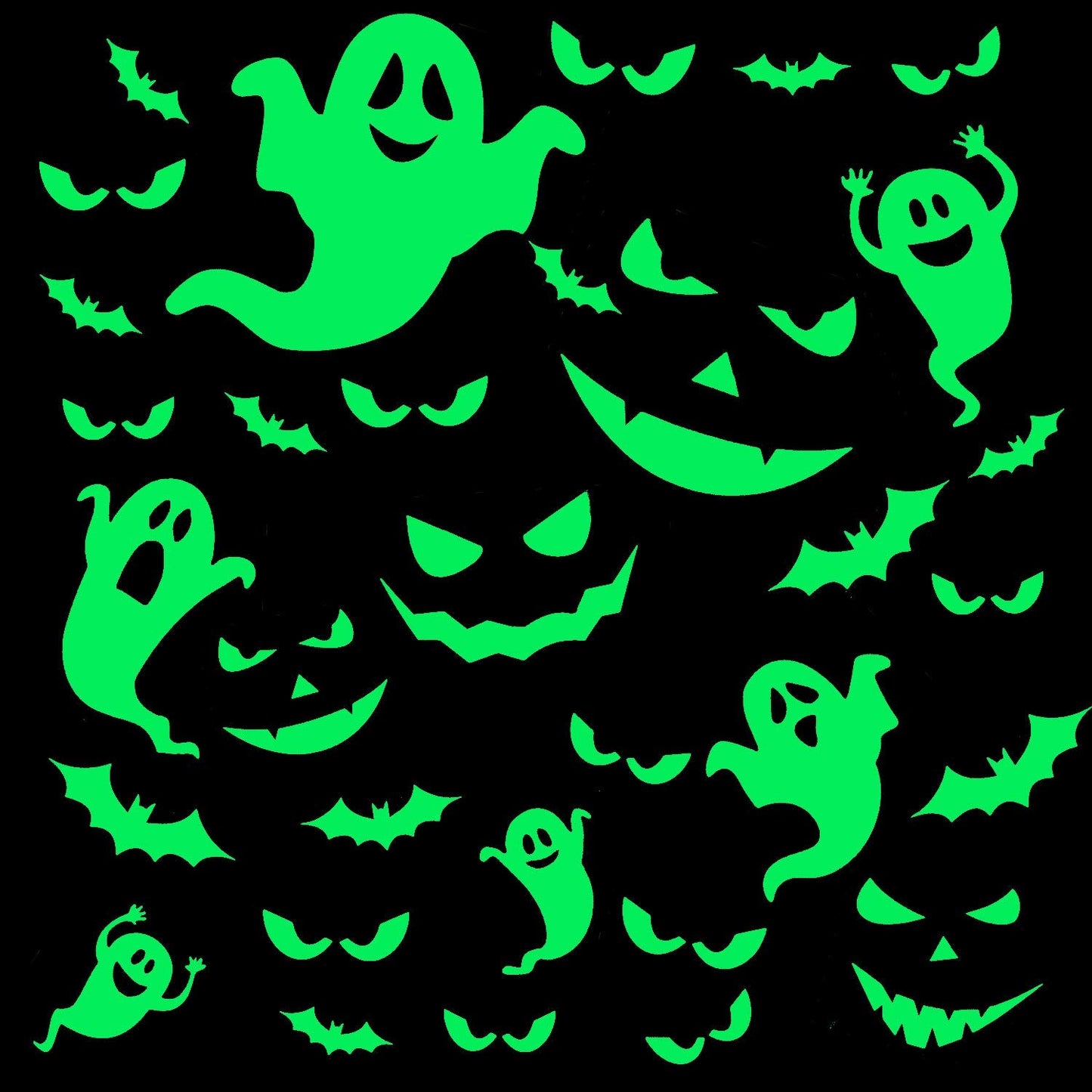 Outus 49 Pieces Halloween Glow in The Dark Window Decals Luminous Stickers Ghost Wall Stickers Bat Wall Stickers Night Glow Decals for Halloween Theme Party