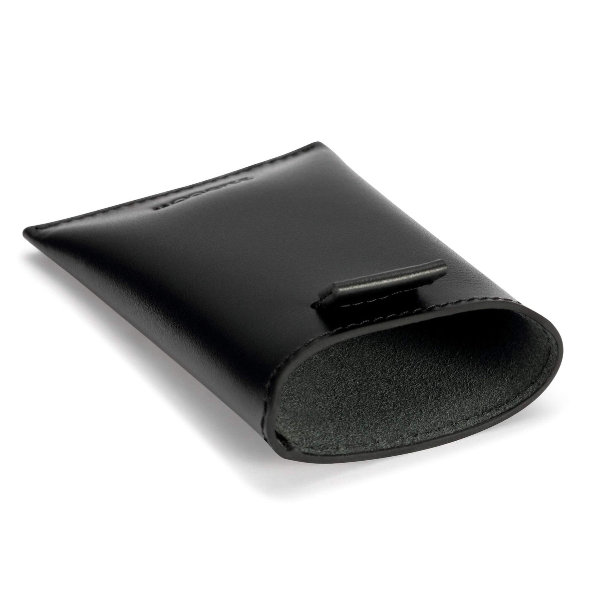 HISCOW Business Card Holder with Flap for Dispensing Cards - Italian Calfskin (Black)