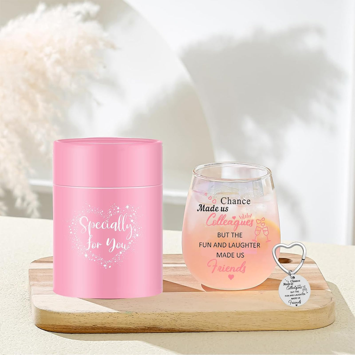 Yalucky Colleagues Iridescent Stemless Wine Glass Chance Made Us Colleagues Leaving Gifts for Coworkers Women Friends Personalised Leaving Thank You Retirement Gifts For Women 480ml (Colleague)