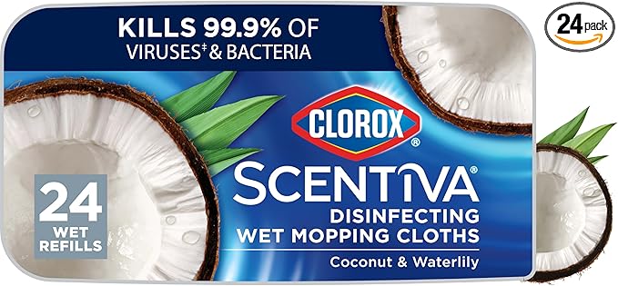 Clorox Scentiva Disinfecting Wet Mopping Cloths, Coconut and Waterlily