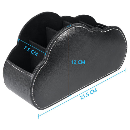 DreamsEden PU Leather Desk Organizer, Remote Control Holder Pen Pencil Cup Box Decorative Tabletop Storage Caddy for Home Office Accessories, 5 Slots