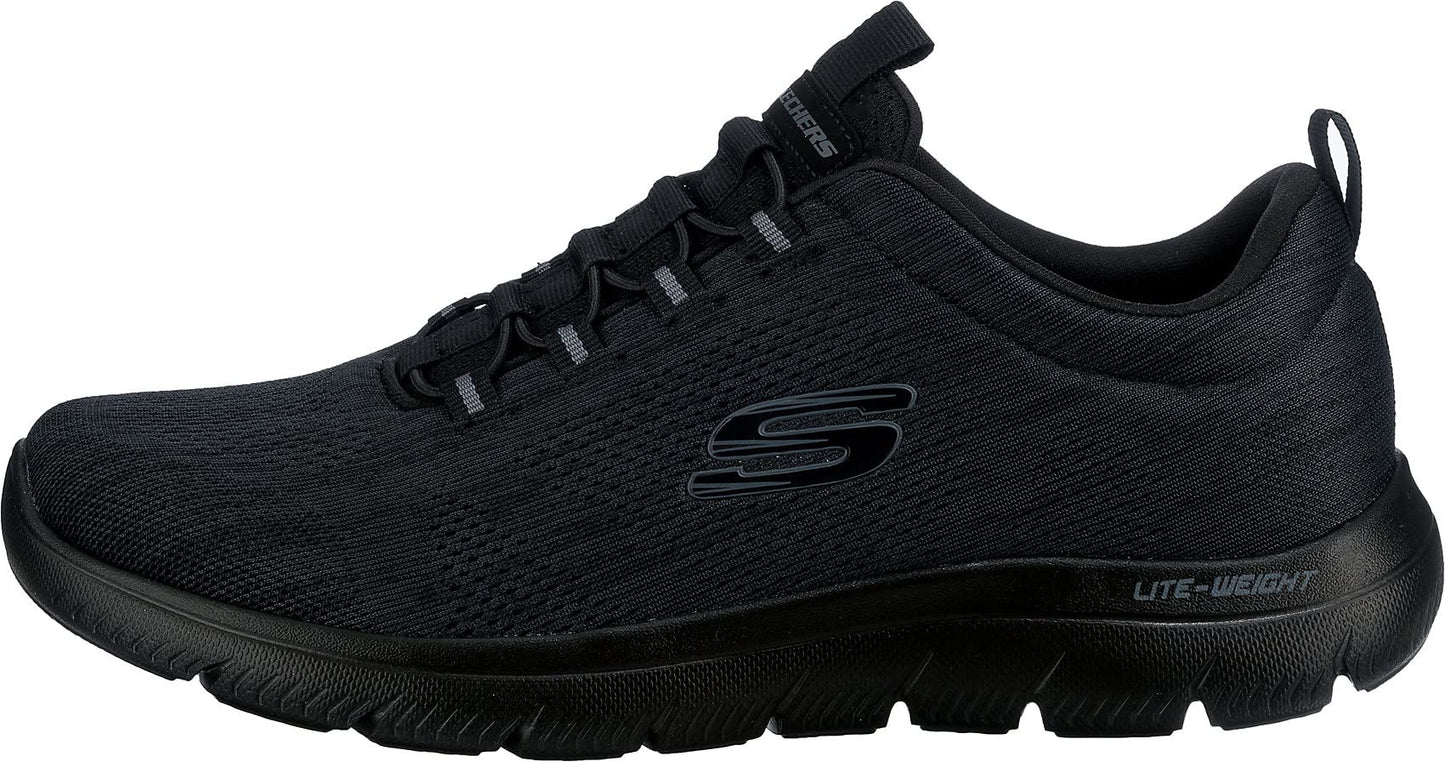 Skechers Men's Summits-LOUVIN Low Shoes, Black Mesh/Pu/Trim, 11 UK