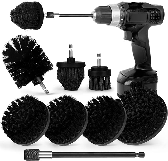 Drill Brush Attachment Set, 7 Pack 1/4in Power Scrubber Brush + Extend Long Rod