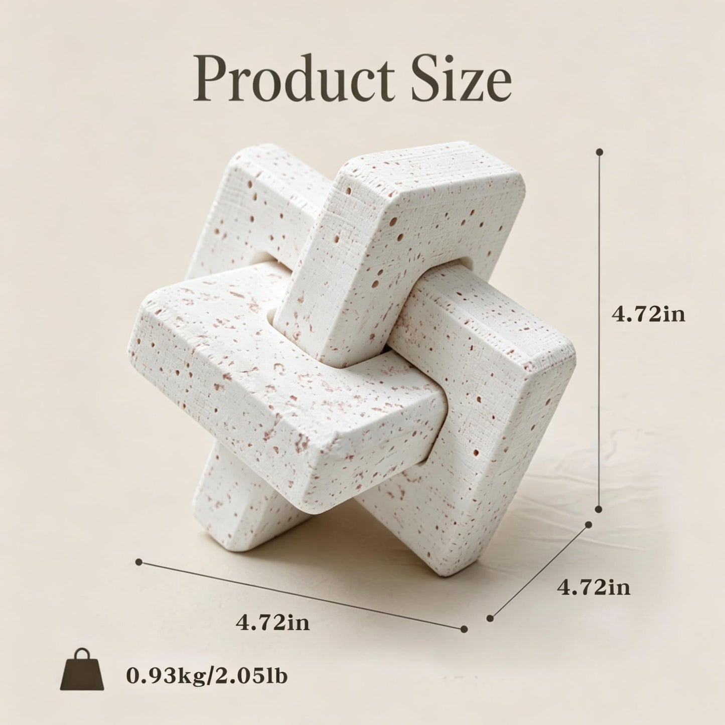 HLiikuikin 3-Link Knot Travertine Decor, Modern Resin Decorative Knot, Coffee Table & Entry Table Decoration, Boho Aesthetic Shelf Accent for Home