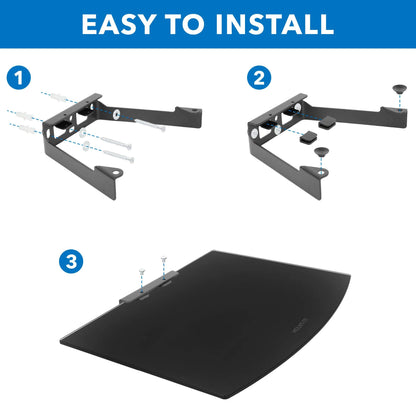 Mount-It! Floating Wall Shelf – Tempered Glass Media Shelf for Cable Box, DVD Player, Gaming Consoles (PS5, Xbox, Roku), Projector – Wall-Mounted w/Steel Frame, Cable Management, 22 lb Capacity