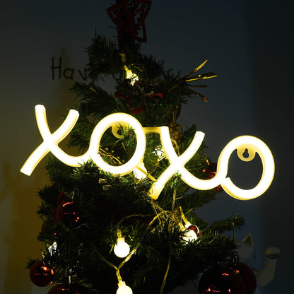 ENUOLI LED Neon Signs,11.8"x3.9" Sign Light USB/Battery Operated Wall Hanging Sign Lover Hug Wall Art for Bedroom,Kids Room,Valentine's Gift,Home Decor,6.56ft Cord - XOXO- Warm White