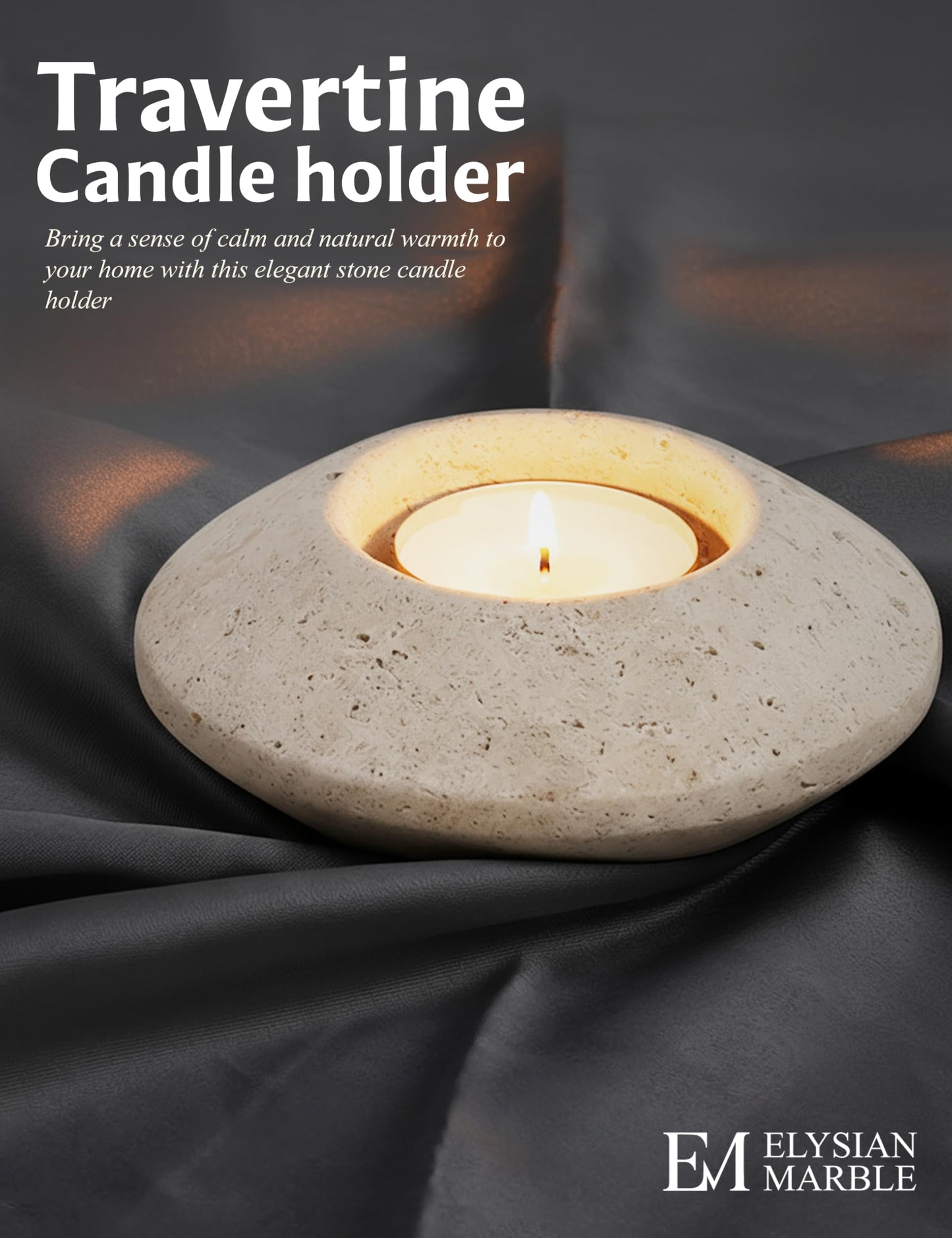 Tealight Candle Holders Set of 2 – Handcrafted Natural Marble Tea Light & Votive Holders, Decorative Stone Candle Holder Pair for Home Décor, Dining Table, Coffee Table & Wedding Decor