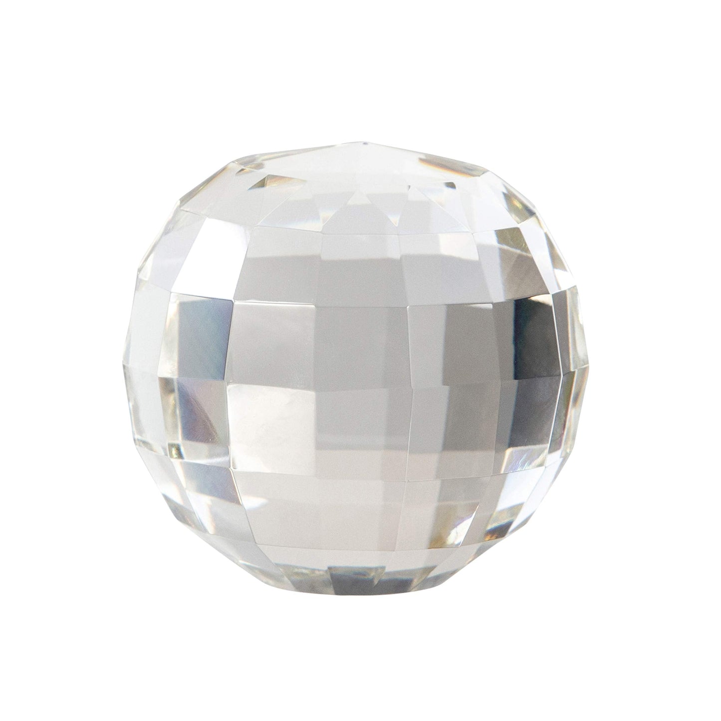 Sagebrook Home Modern Faceted Crystal Glass Orb - Elegant Decorative Accent for Home, Office, Bedroom & Living Room - 4" Clear & Frost