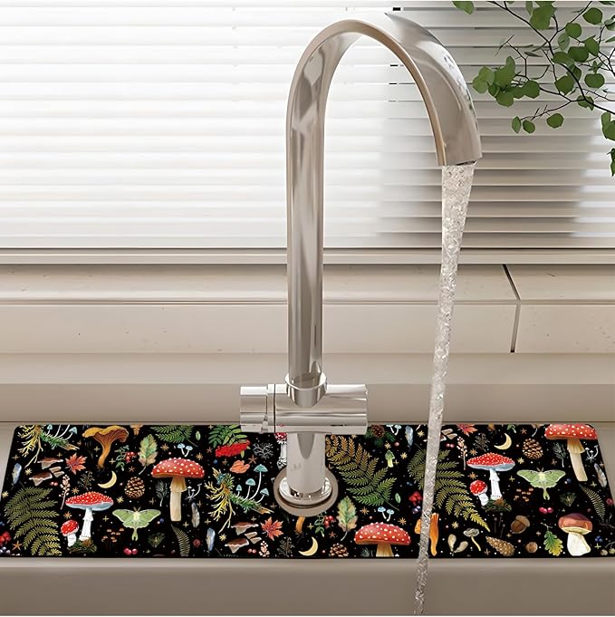 Patterned Sink Faucet Mat Kitchen Splash Guard Super Absorbent Drying Mat