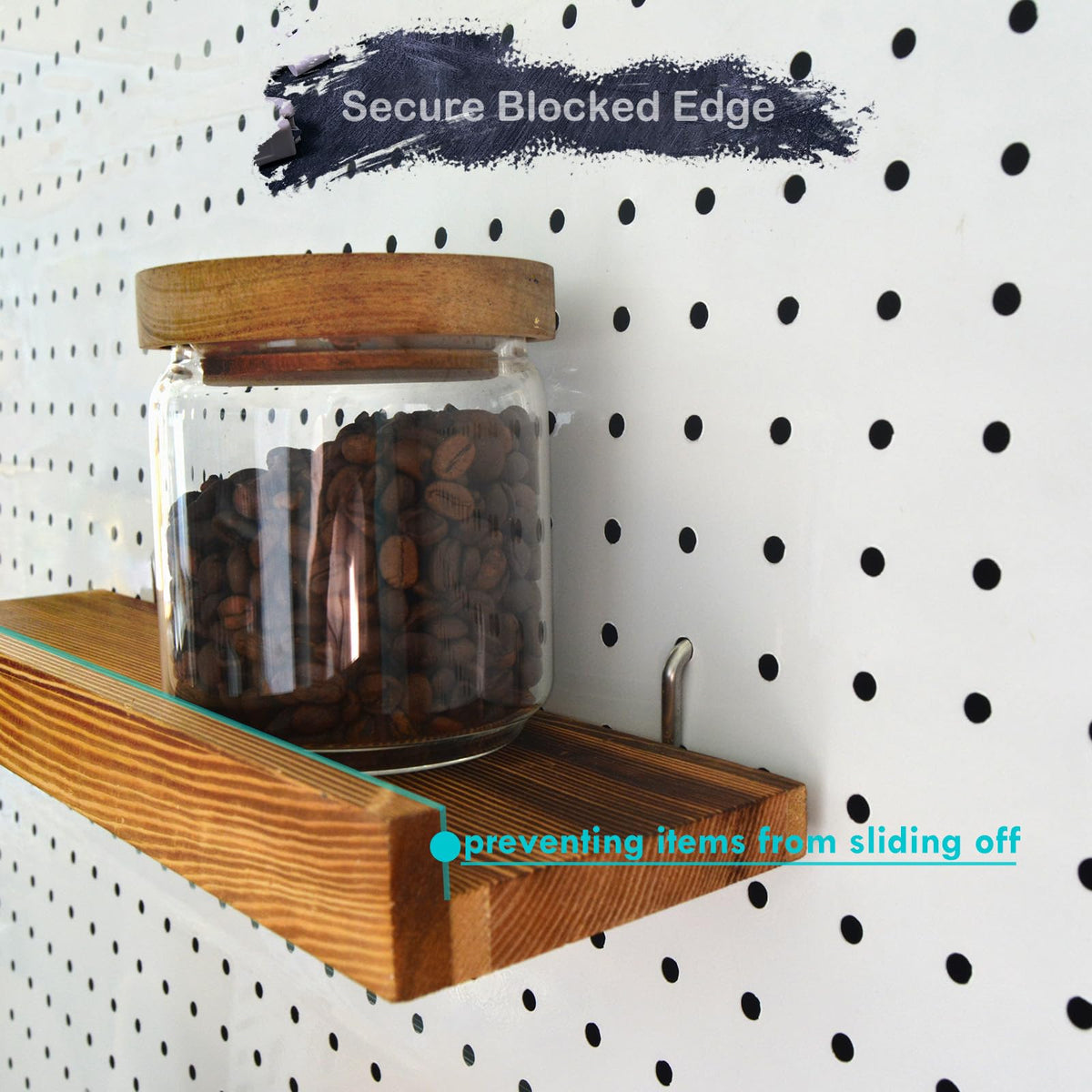 Wood Pegboard Shelves & Brackets Set - 3Pack 1/4 inch Peg Board Display Racks 14" x 4" Slat with Lip - Aesthetic Display & Storage Shelf for Room Office Craft Studio Workshop Workspace Garage (Brown)
