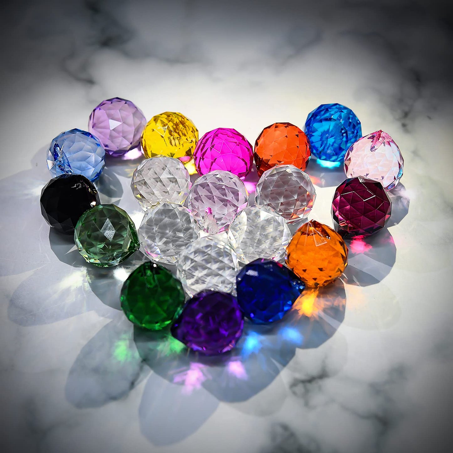 MerryNine 20Pack Crystal Ball 0.8"/20mm Prism Sun Shine Catcher Rainbow Pendants Maker, Hanging Crystals Prisms for Windows, for Feng Shui, for Gift (Multicolor)