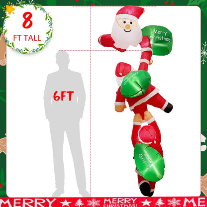 OurWarm 8FT Christmas Inflatables Outdoor Decorations, Climbing Santa Inflatable with Suction Cups, Christmas Blow Up Yard Decor with Built-in LEDs Funny Christmas Inflatable for Outside Window Roof