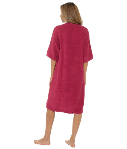 Ladies Undercover Zip Towelling Robe LN728 Wine 14-16