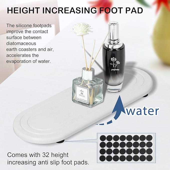 2PCS Water Absorbing Stone Tray, Fast Drying Diatomite Stone Sink Tray