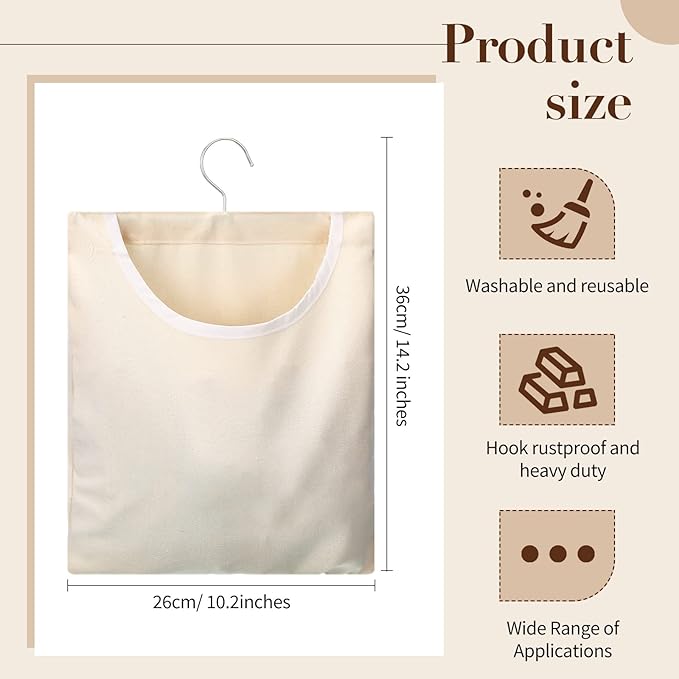 Eccliy 2 Pcs Canvas Clothespin Bag