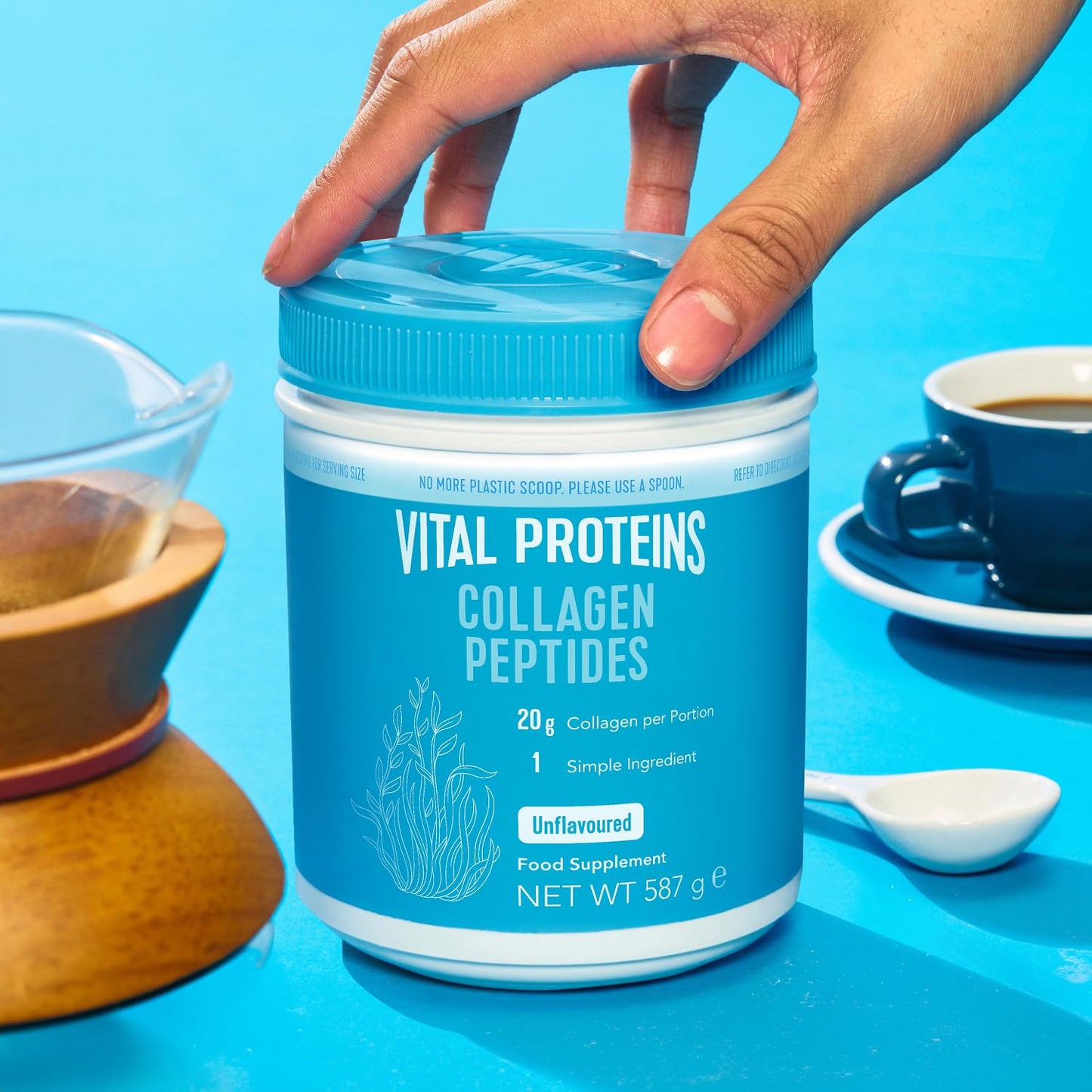 Vital Proteins Collagen Peptides Powder Supplement (Type I, III), Unflavoured Hydrolyzed Collagen-Hair, Skin, Nail Support Supplement, Paleo, Gluten Free, Non-GMO, 20g per Serving 587g Canister, 1Pack