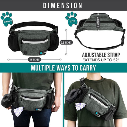 PetAmi Dog Fanny Pack, Treat Pouch for Dog Walking, Training, Built in Poop Bag Dispenser, Water Bottle Holder, Collapsible Bowl, Pet Treat Waist Belt for Hiking, Running, Kibbles (Camo Black)