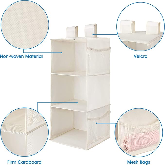 MAX Houser 3-Shelf Hanging Closet Organizers, Collapsible Closet Hanging Shelves