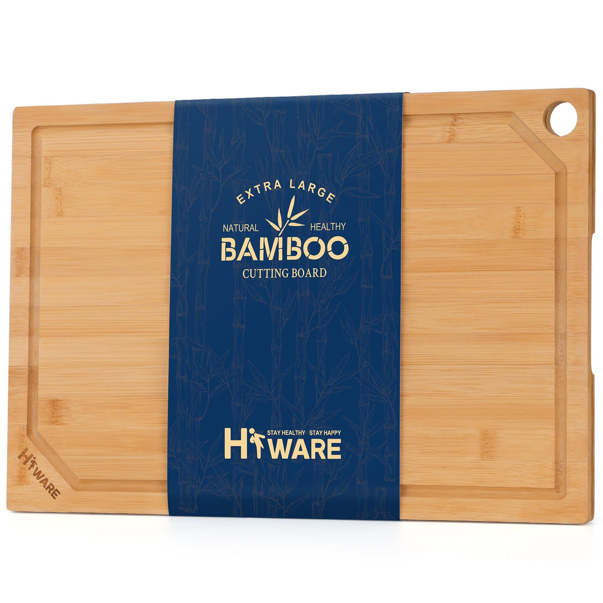 Hiware Extra Large 18" x 12" Bamboo Cutting Board for Kitchen, Heavy Duty Wood Cutting Board with Juice Groove, 100% Organic Bamboo, Pre Oiled