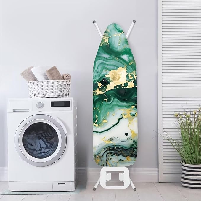 Green Marble Print Ironing Board Cover and Pad 15x54 Inch Standard Size Iron