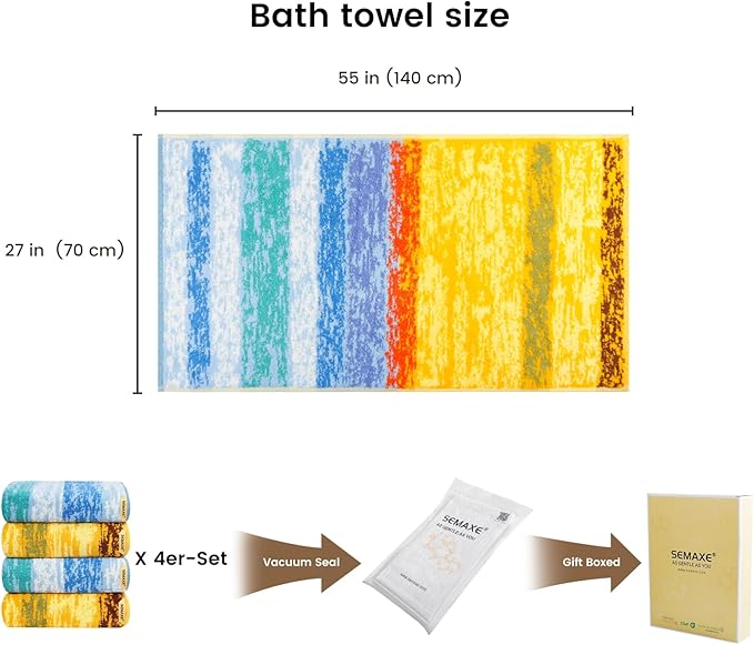 SEMAXE 4-Pack Luxury Bath Towels