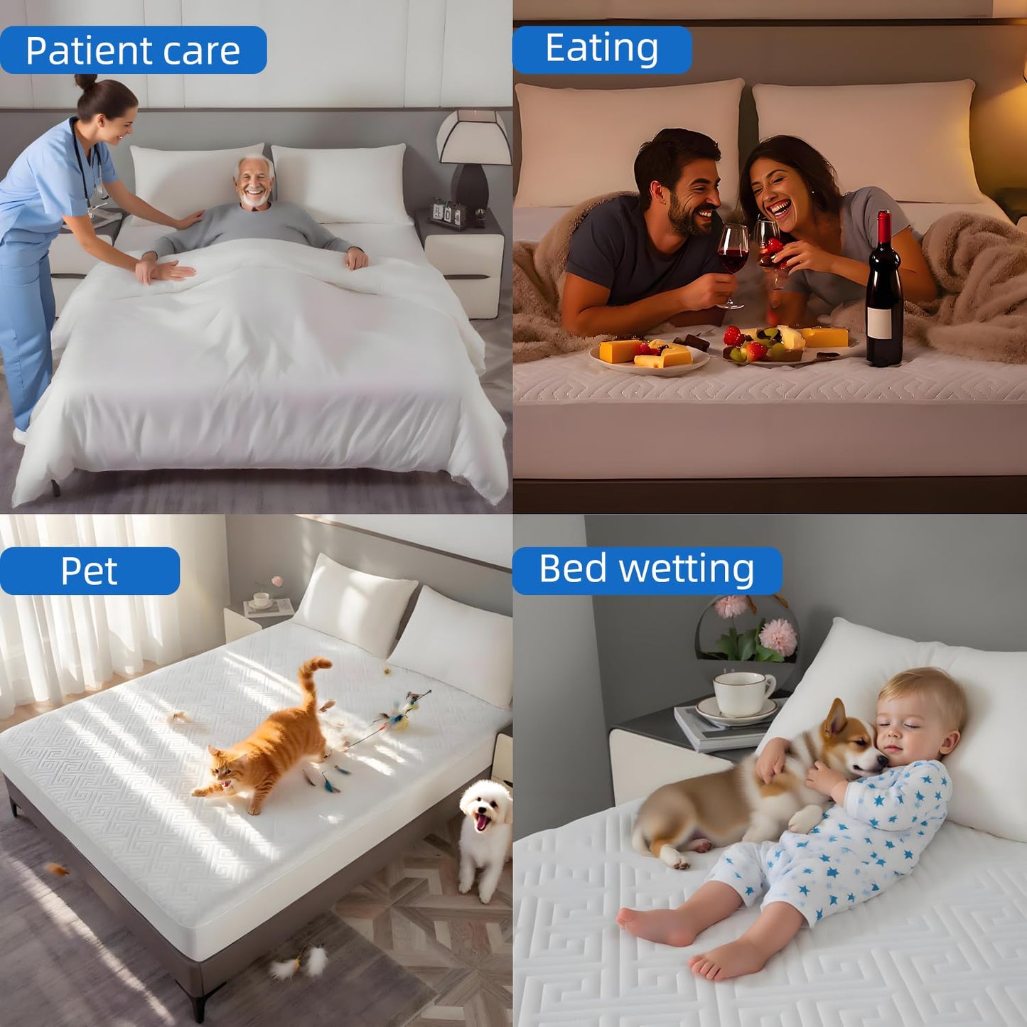 Waterproof Mattress Protector King Size,Quilted Bed Mattress Cover 325GSM,6"-18" Deep Pocket King Mattress Protector,Ultra-Soft Breathable Noiseless Mattress Pad Cover,Vinyl Free Machine Washable
