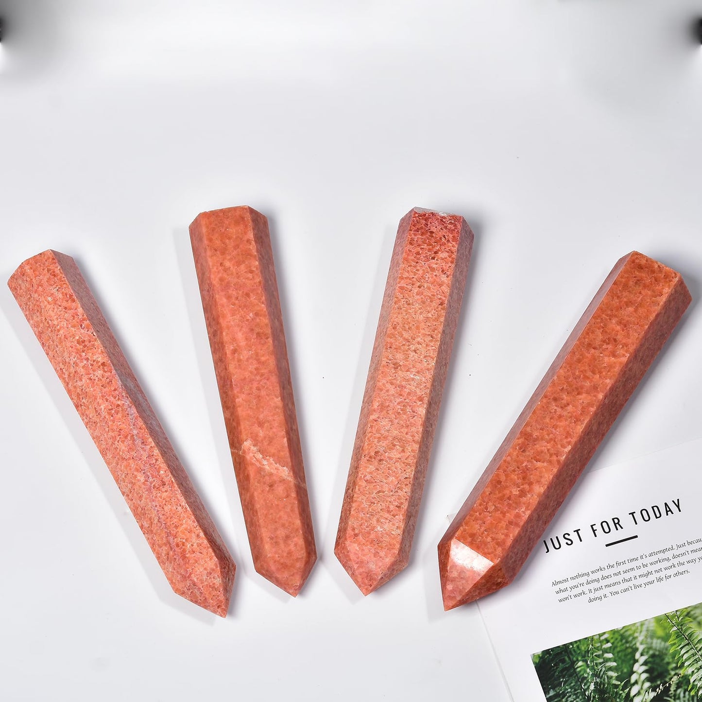 JIC Gem Large Sunstone Obelisk Tower Points Healing Crystal Wand 6 Faceted Quartz Crystals Tower Wand Home Decor Reiki Healing 1.7-2.2 Lbs