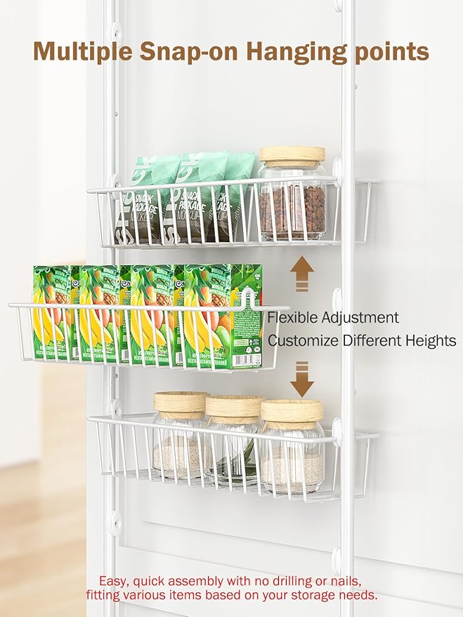 Delamu Over The Door Pantry Organizer, 9-Tier Pantry Door Organizers and Storage